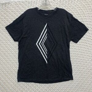 Hey Dude Shirt Mens Large  Dark Gray Geo Print Short‎ Sleeve Crew Neck RN#139688